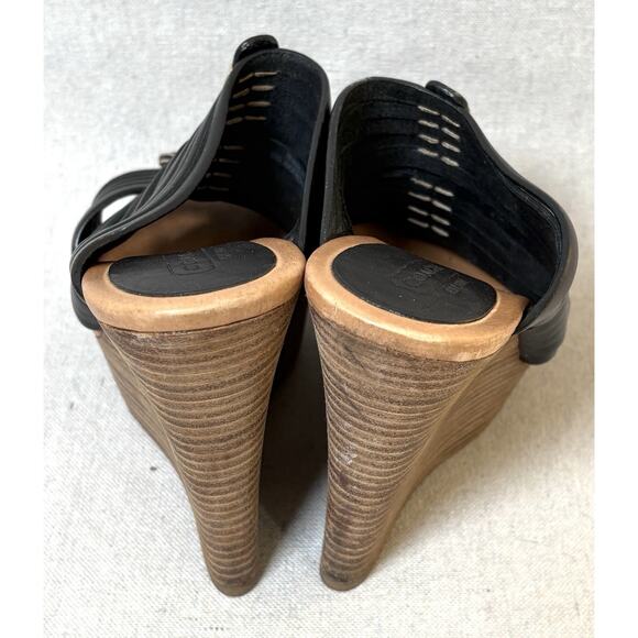 Coach Women’s 6.5 Black Leather Bristol Strappy Wedge Sandals - Picture 5 of 7